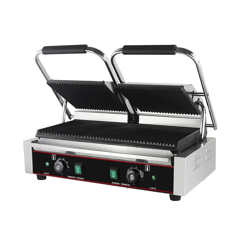 CHZ-810-2 double-plate electric contact grill with fully ribbed plates