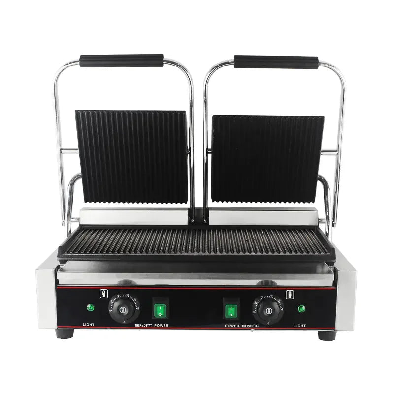 CHZ-810-2 double-plate electric contact grill with fully ribbed plates