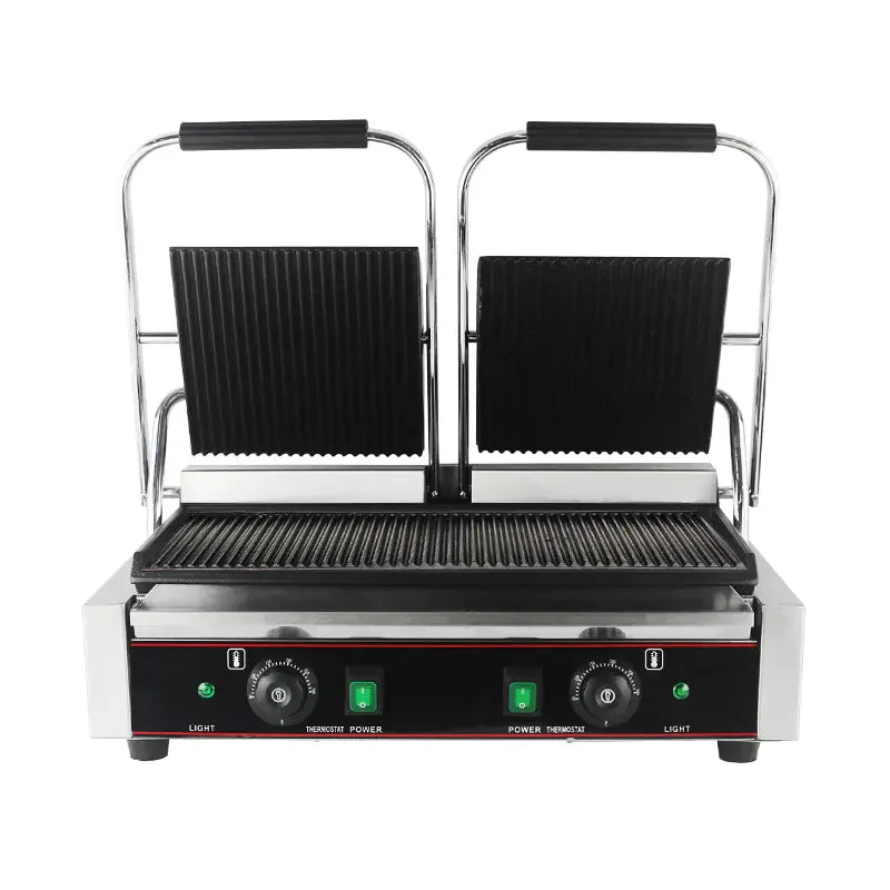 CHZ-810-2 double-plate electric contact grill with fully ribbed plates