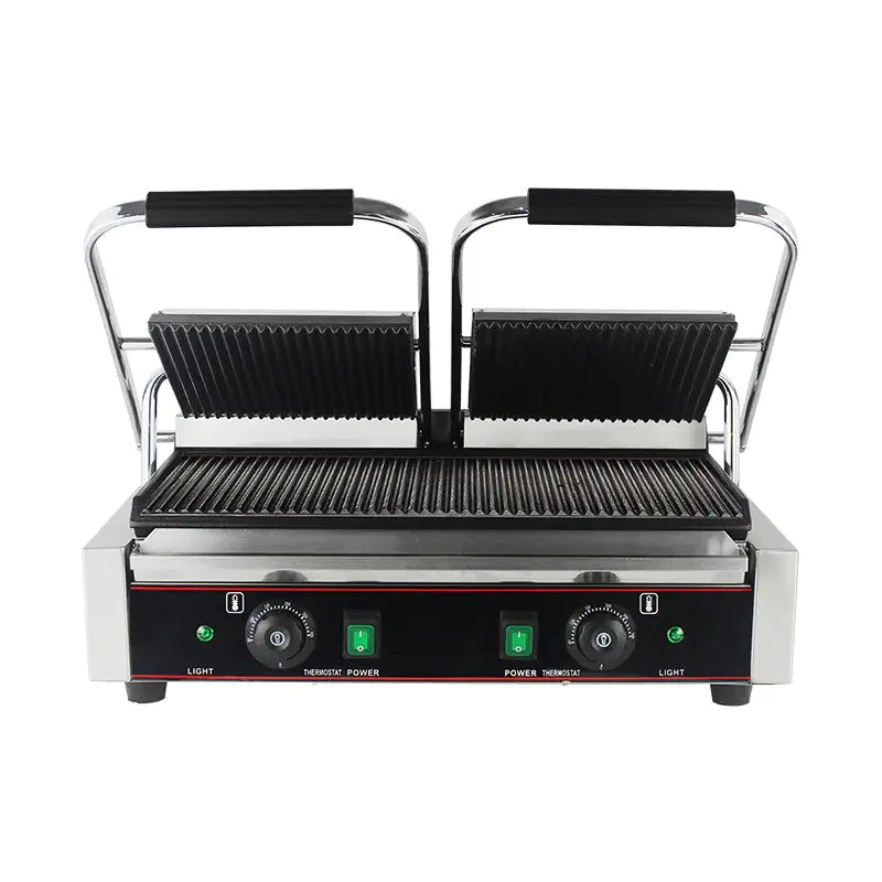 CHZ-810-2 double-plate electric contact grill with fully ribbed plates