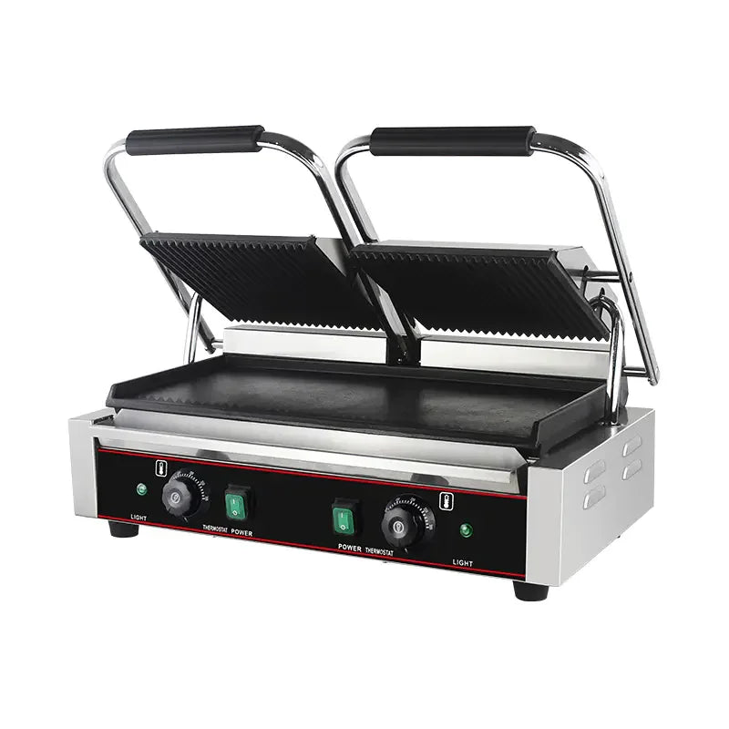 CHZ-810-2A double electric contact grill with ribbed and smooth plates