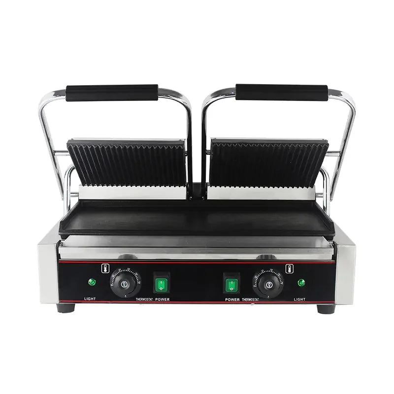 CHZ-810-2A double electric contact grill with ribbed and smooth plates