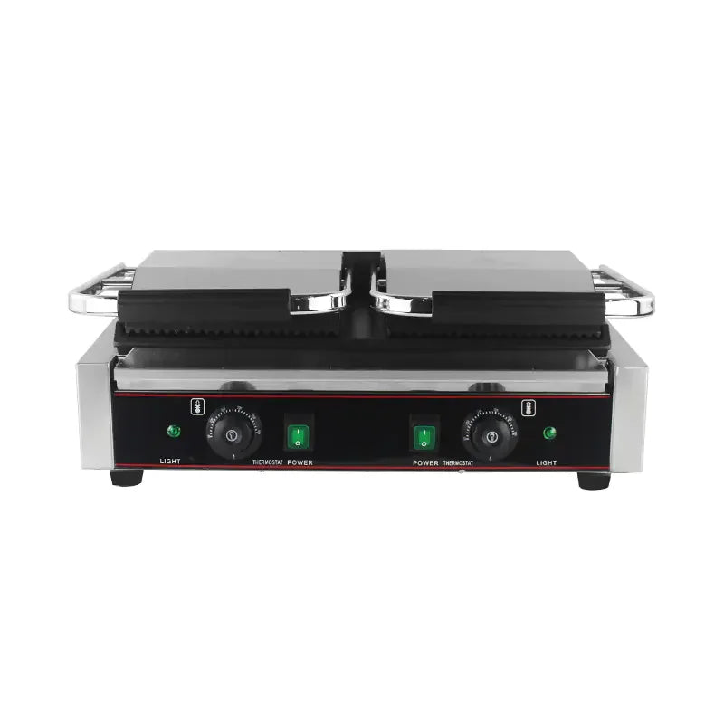 CHZ-810-2A double electric contact grill with ribbed and smooth plates