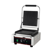 CHZ-810A single-plate electric contact grill with ribbed top and flat bottom plates