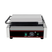 CHZ-820A single-plate electric contact grill with ribbed top and flat bottom plates