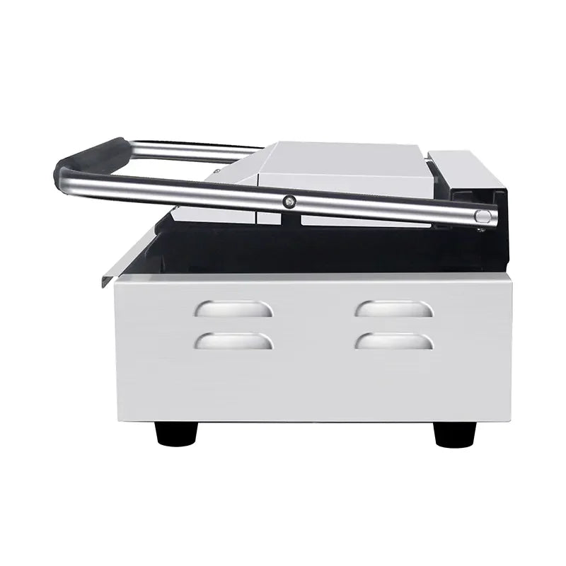 CHZ-820A single-plate electric contact grill with ribbed top and flat bottom plates