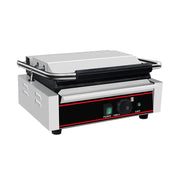 CHZ-820A single-plate electric contact grill with ribbed top and flat bottom plates