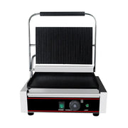 CHZ-820A single-plate electric contact grill with ribbed top and flat bottom plates