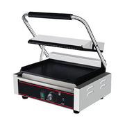 CHZ-820A single-plate electric contact grill with ribbed top and flat bottom plates