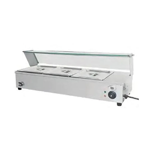 RTC-3D commercial electric bain marie food warmer with tempered glass guard and 1/2 GN pans