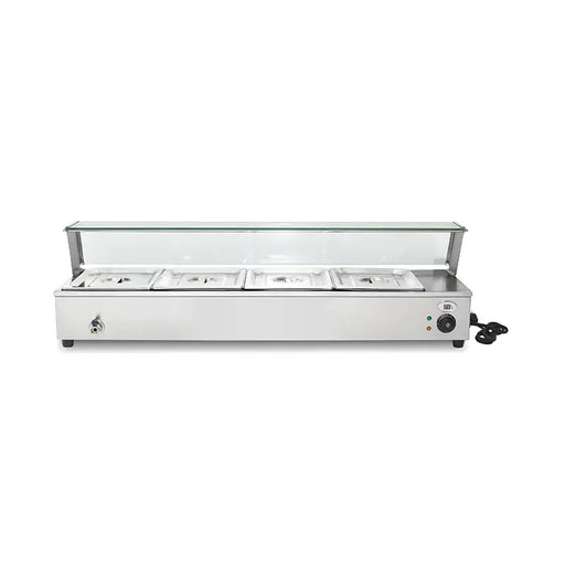 RTC-4D commercial electric bain marie food warmer with tempered glass guard and 1/2 GN pans