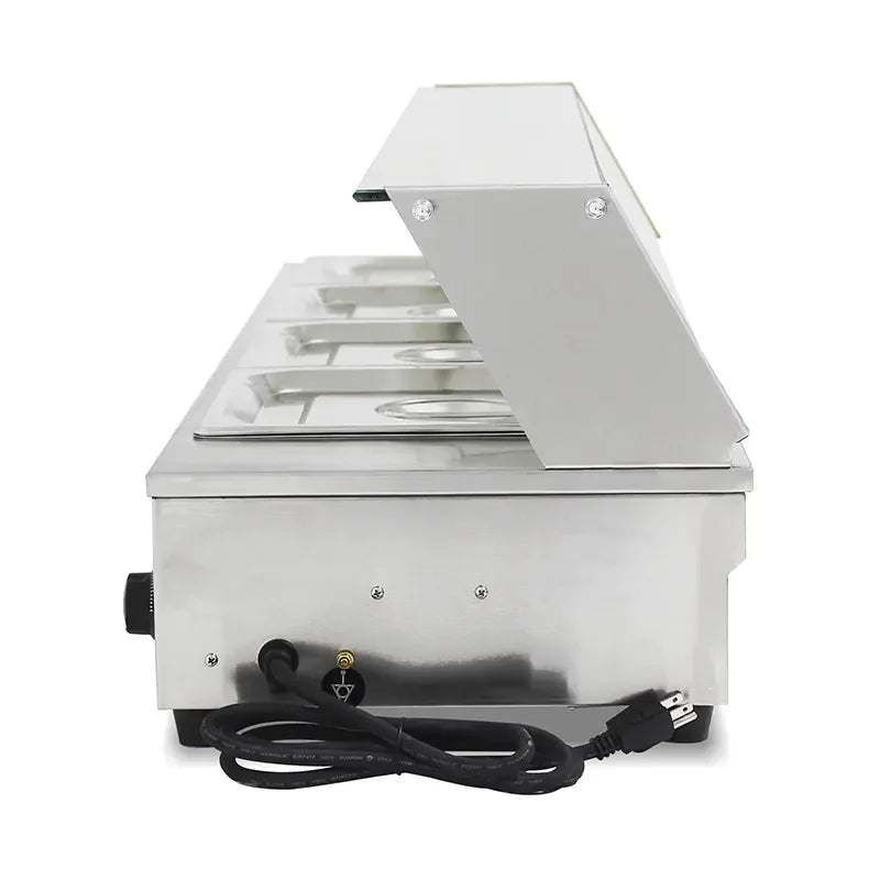 RTC-4D commercial electric bain marie food warmer with tempered glass guard and 1/2 GN pans