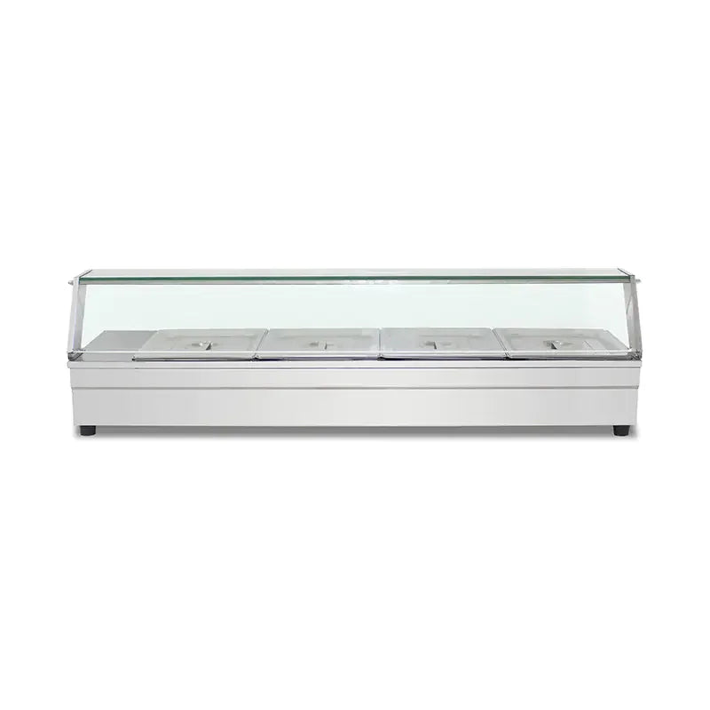 RTC-4D commercial electric bain marie food warmer with tempered glass guard and 1/2 GN pans