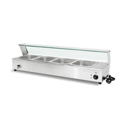RTC-4D commercial electric bain marie food warmer with tempered glass guard and 1/2 GN pans