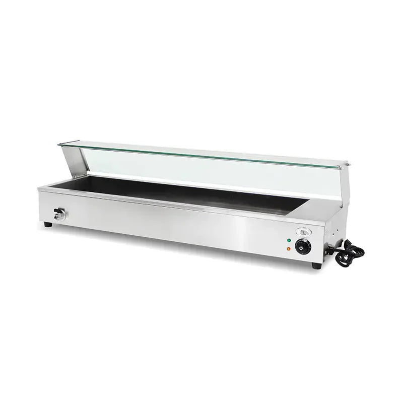 RTC-4D commercial electric bain marie food warmer with tempered glass guard and 1/2 GN pans