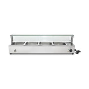 RTC-4D commercial electric bain marie food warmer with tempered glass guard and 1/2 GN pans