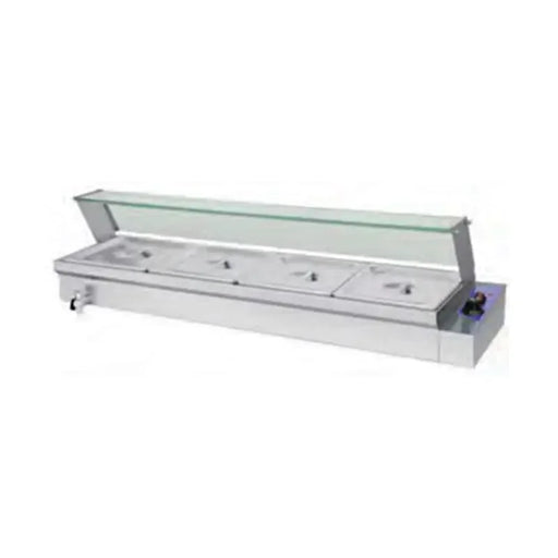 RTC-4H commercial electric bain marie food warmer with glass splash guard and 1/2 GN pans