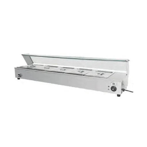 RTC-5D commercial electric bain marie food warmer with tempered glass guard and 1/2 GN pans