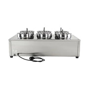 SB-6TR 6-pot round-well electric bain marie soup station, stainless steel