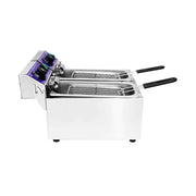 DZL-062B twin-tank countertop electric deep fryer, 6L×2, stainless steel