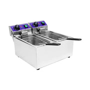 DZL-062B twin-tank countertop electric deep fryer, 6L×2, stainless steel