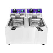 DZL-062B twin-tank countertop electric deep fryer, 6L×2, stainless steel