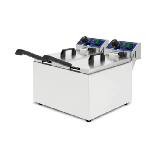 DZL-082B twin-tank countertop electric deep fryer, 8L×2, stainless steel