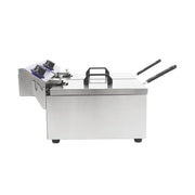 DZL-102B twin-tank countertop electric deep fryer, 10L×2, stainless steel