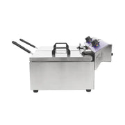 DZL-102B twin-tank countertop electric deep fryer, 10L×2, stainless steel