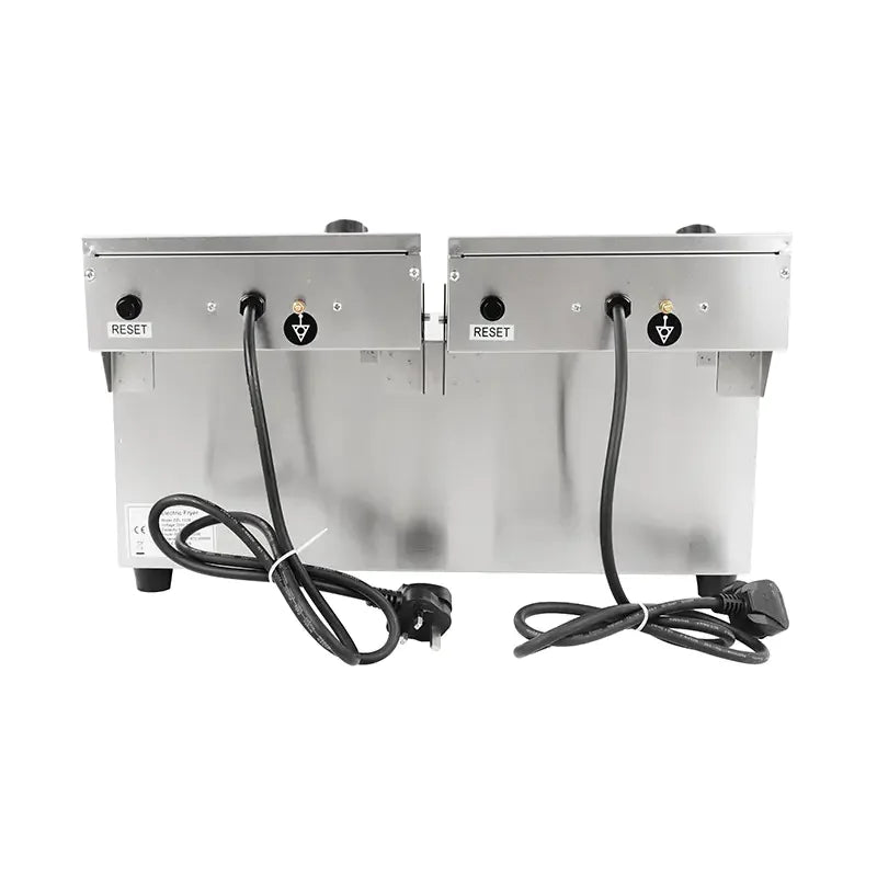 DZL-132B twin-tank countertop electric deep fryer, 13L×2, stainless steel