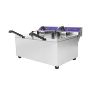 DZL-132B twin-tank countertop electric deep fryer, 13L×2, stainless steel