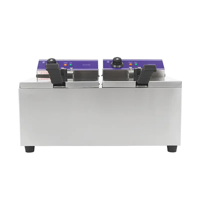 DZL-132B twin-tank countertop electric deep fryer, 13L×2, stainless steel