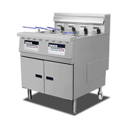 DZL-14E 28L floor-standing electric deep fryer with programmable control, stainless steel