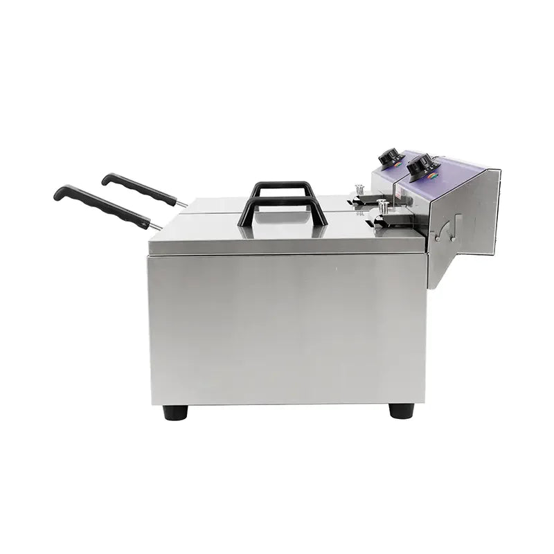 DZL-152B dual-tank countertop electric deep fryer, stainless steel