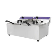 DZL-152B dual-tank countertop electric deep fryer, stainless steel