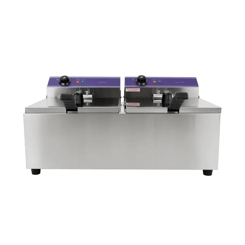 DZL-152B dual-tank countertop electric deep fryer, stainless steel