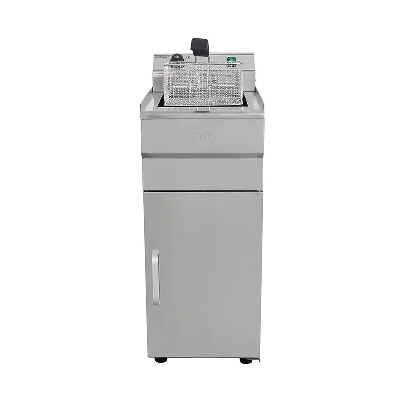 DZL-16VC 16L floor-standing electric deep fryer with cabinet, stainless steel