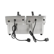 DZL-172B twin-tank countertop electric deep fryer, 17L×2, stainless steel