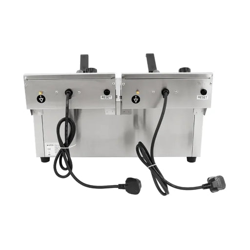 DZL-172B twin-tank countertop electric deep fryer, 17L×2, stainless steel