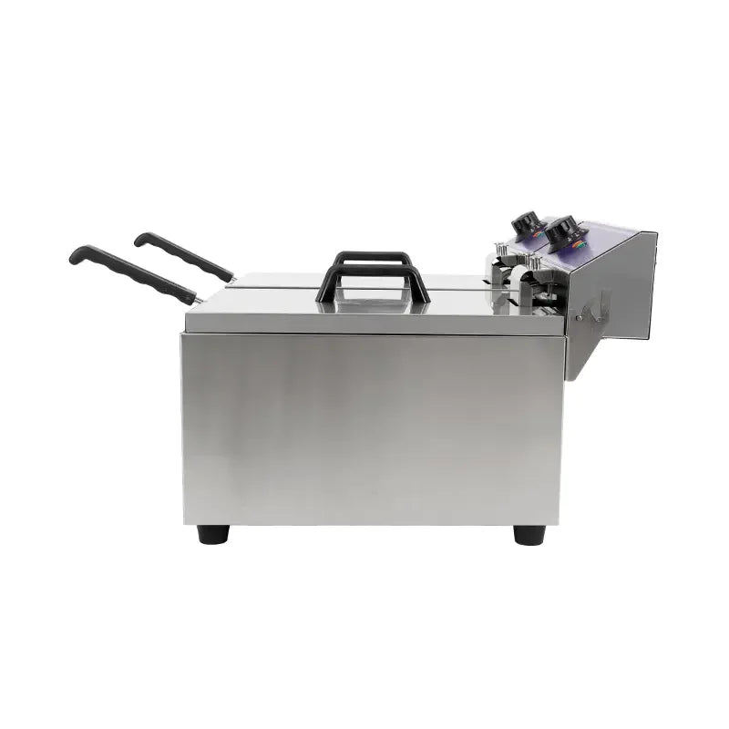 DZL-172B twin-tank countertop electric deep fryer, 17L×2, stainless steel