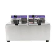 DZL-172B twin-tank countertop electric deep fryer, 17L×2, stainless steel