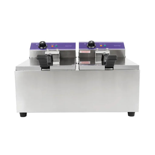 DZL-172B twin-tank countertop electric deep fryer, 17L×2, stainless steel
