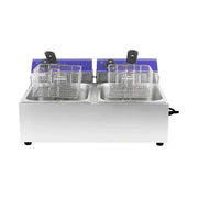 DZL-20B dual-tank countertop electric deep fryer, stainless steel