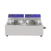 DZL-20B dual-tank countertop electric deep fryer, stainless steel