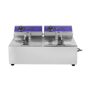 DZL-20B dual-tank countertop electric deep fryer, stainless steel
