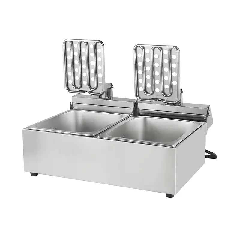 DZL-20B dual-tank countertop electric deep fryer, stainless steel