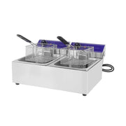 DZL-20B dual-tank countertop electric deep fryer, stainless steel