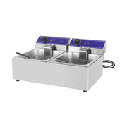 DZL-20B dual-tank countertop electric deep fryer, stainless steel