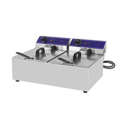 DZL-20B dual-tank countertop electric deep fryer, stainless steel