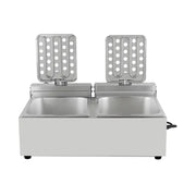 DZL-20B dual-tank countertop electric deep fryer, stainless steel